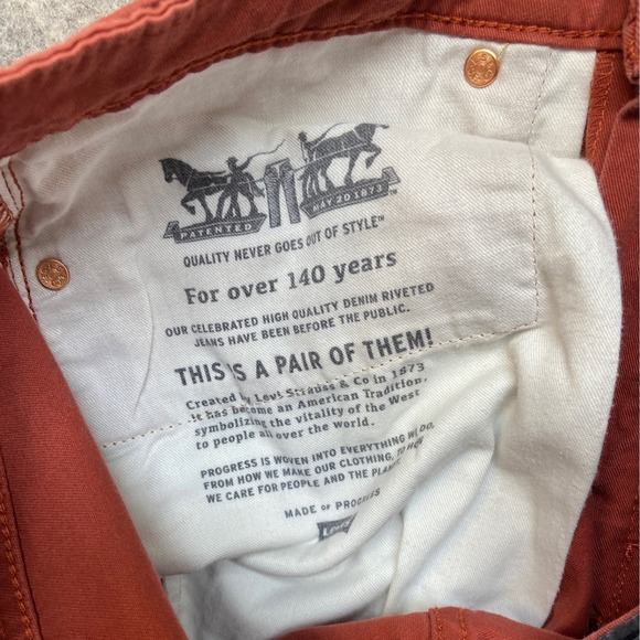 Levis 511 Slim Fit Pants Mens 34x32 Burnt Orange Chino 5-Pocket gusset crotch - Picture 7 of 10